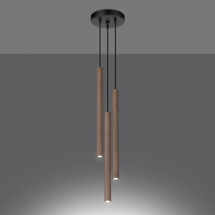 Lestenec na vrvici PASTELO 3xG9/8W/230V bukev