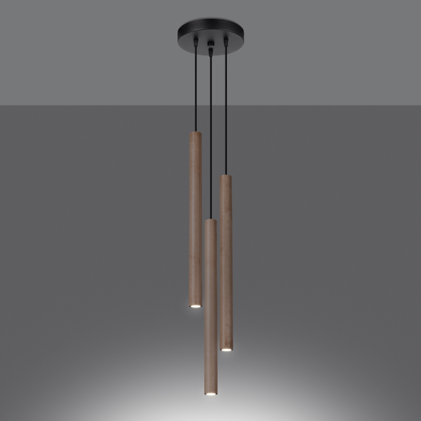 Lestenec na vrvici PASTELO 3xG9/8W/230V bukev