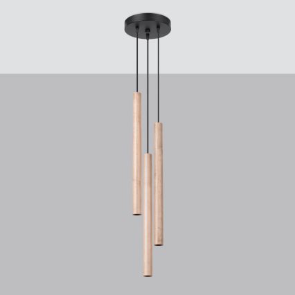 Lestenec na vrvici PASTELO 3xG9/8W/230V bukev