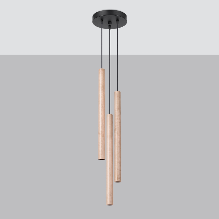 Lestenec na vrvici PASTELO 3xG9/8W/230V bukev