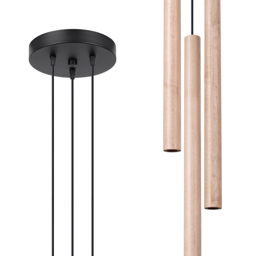 Lestenec na vrvici PASTELO 3xG9/8W/230V bukev