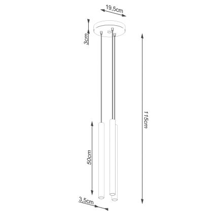 Lestenec na vrvici PASTELO 3xG9/8W/230V beton