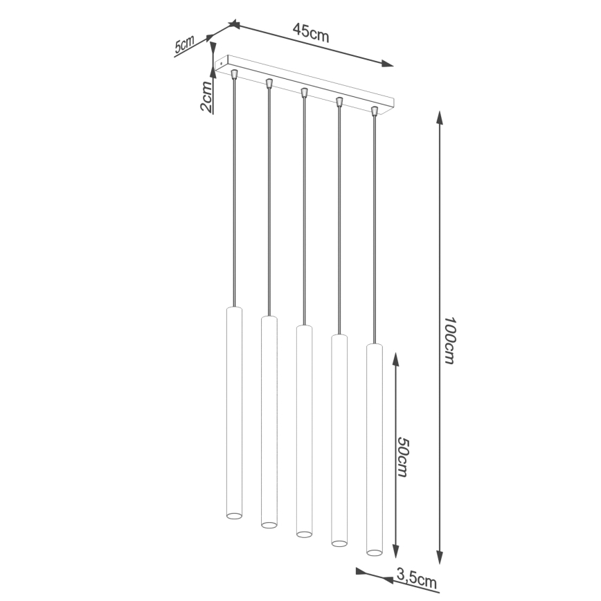 Lestenec na vrvici PASTELO 5xG9/8W/230V beton