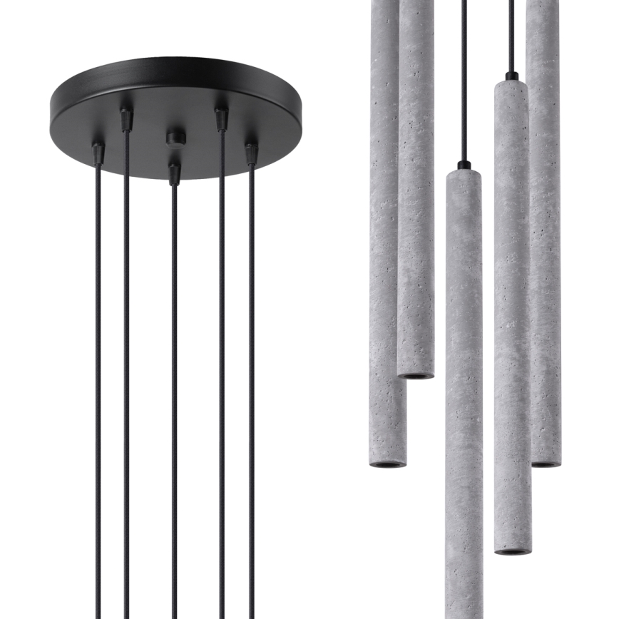 Lestenec na vrvici PASTELO 5xG9/8W/230V beton