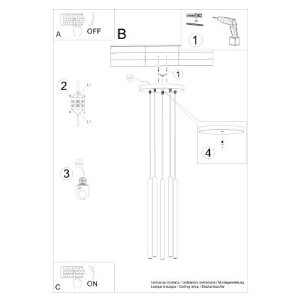 Lestenec na vrvici PASTELO 5xG9/8W/230V beton