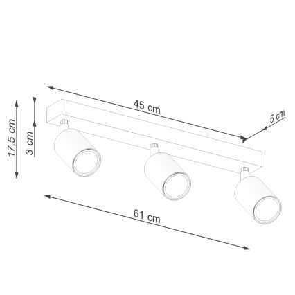 Reflektor VERDO 3xGU10/10W/230V črna/bukev