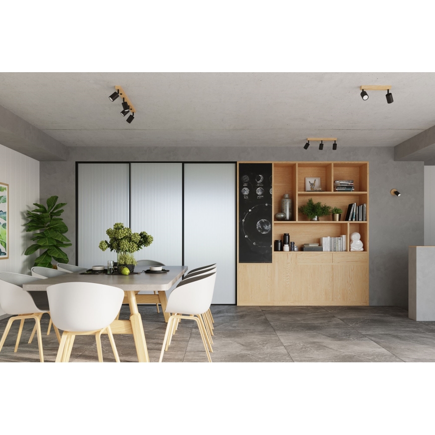Reflektor VERDO 4xGU10/10W/230V črna/bukev