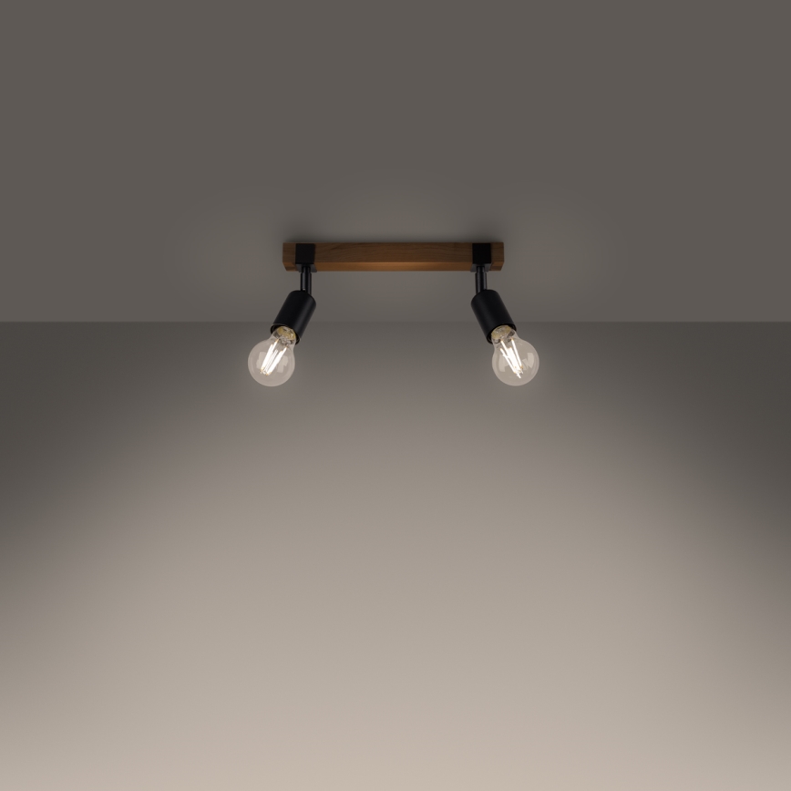 Reflektor ZUCA 2xE27/15W/230V črna/hrast