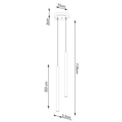 Lestenec na vrvici PASTELO 2xG9/8W/230V bela