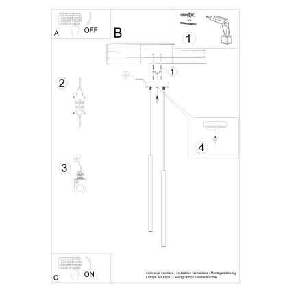 Lestenec na vrvici PASTELO 2xG9/8W/230V bela