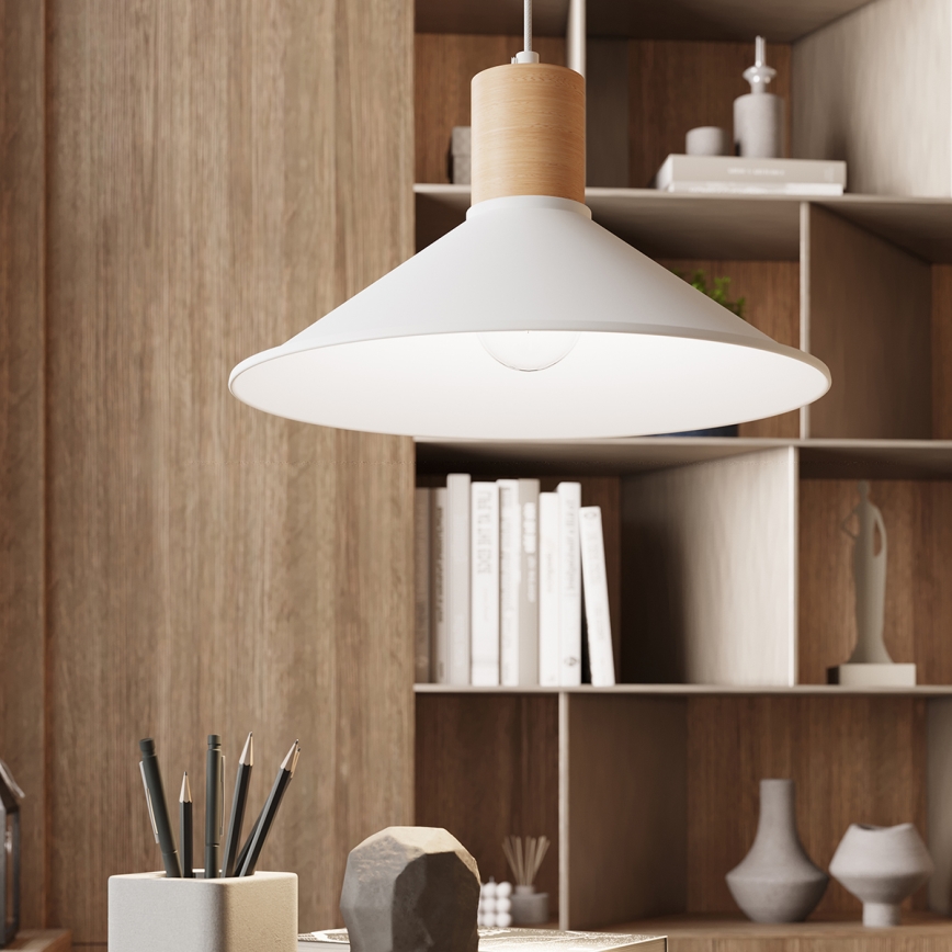 Lestenec na vrvici JAGA 1xE27/15W/230V pr. 30 cm bela