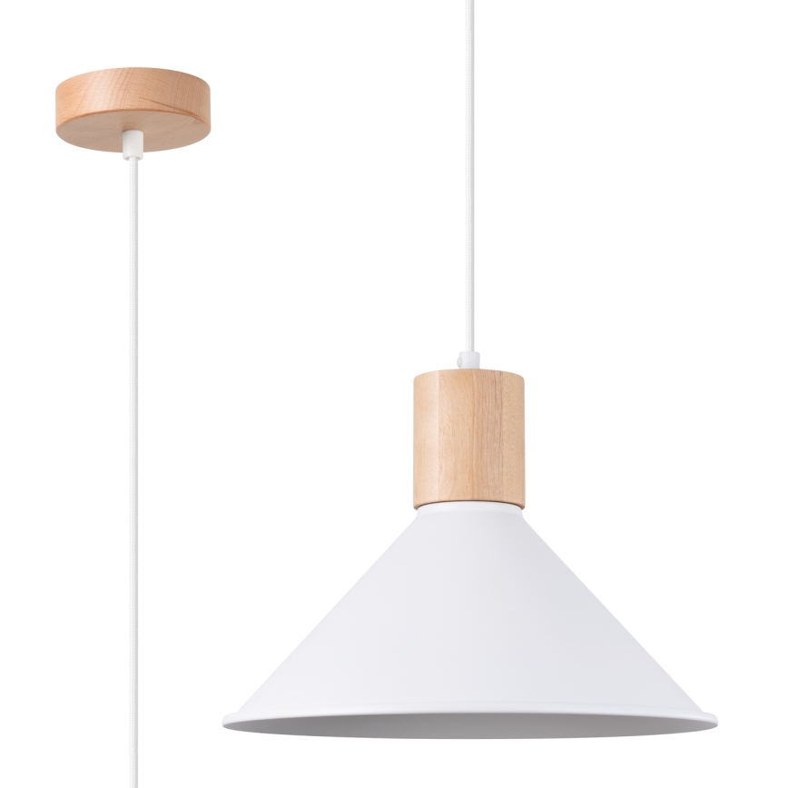 Lestenec na vrvici JAGA 1xE27/15W/230V pr. 30 cm bela