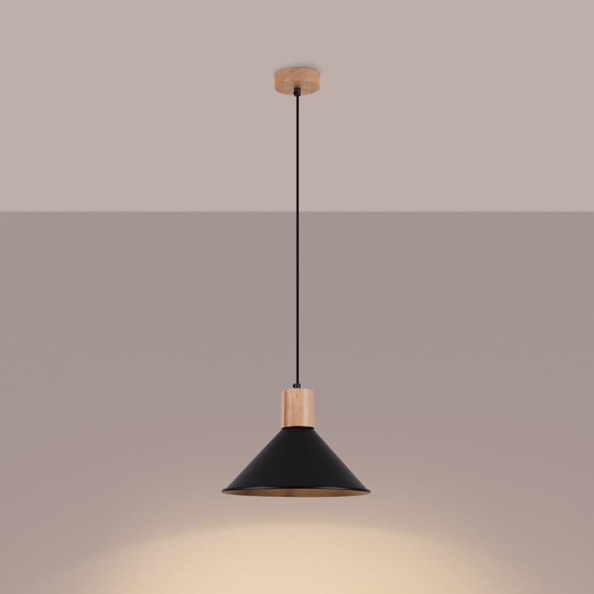 Lestenec na vrvici JAGA 1xE27/15W/230V pr. 30 cm črna