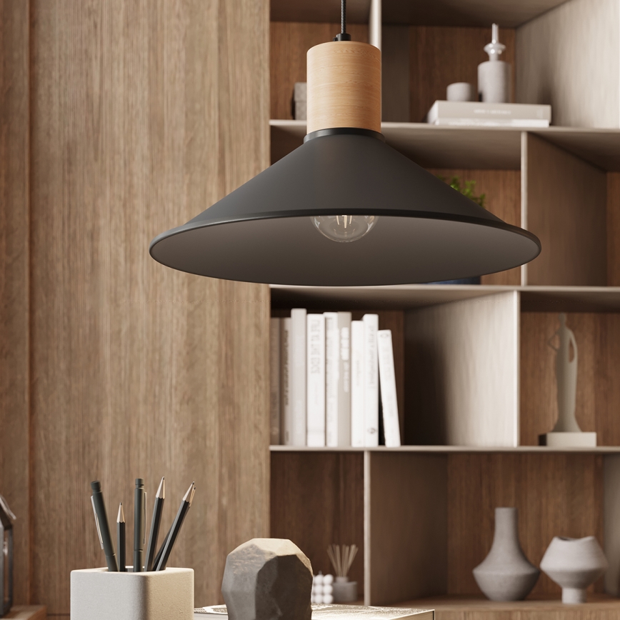 Lestenec na vrvici JAGA 1xE27/15W/230V pr. 30 cm črna