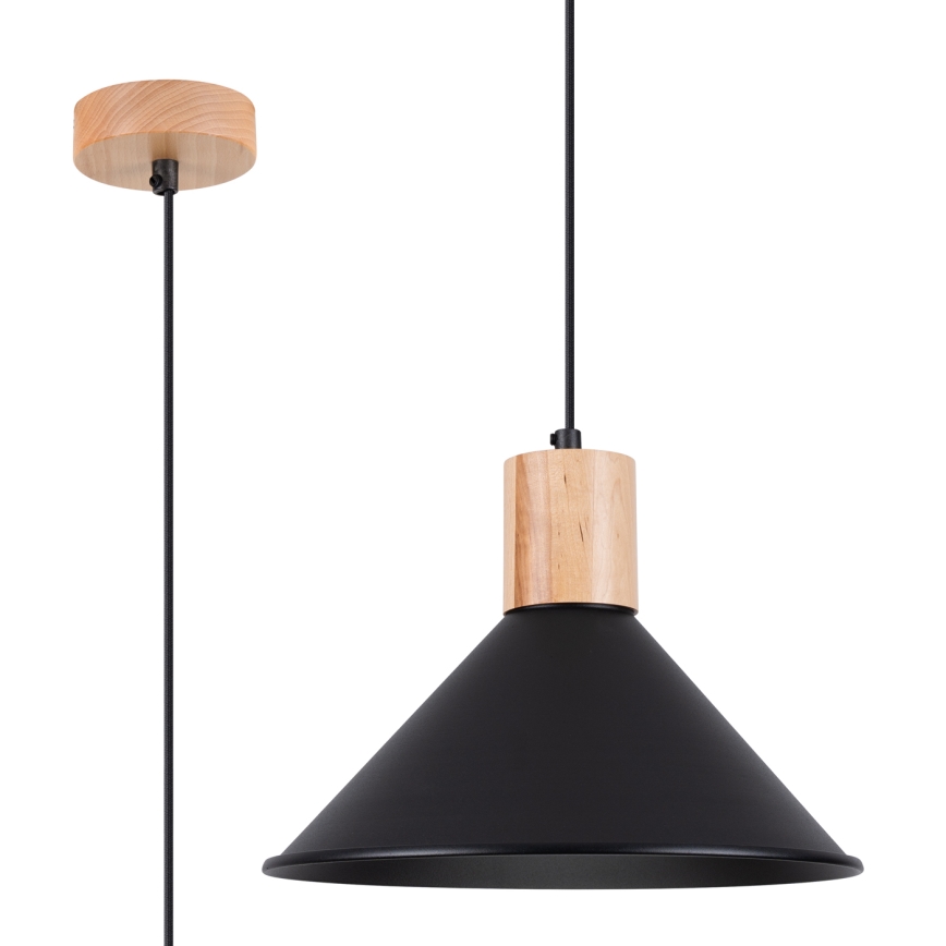 Lestenec na vrvici JAGA 1xE27/15W/230V pr. 30 cm črna