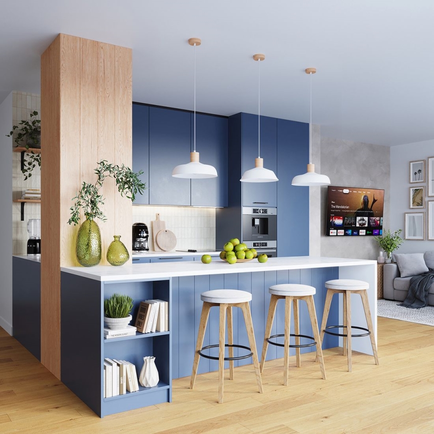 Lestenec na vrvici FANO 1xE27/15W/230V pr. 34 cm bela