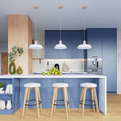 Lestenec na vrvici FANO 1xE27/15W/230V pr. 34 cm bela