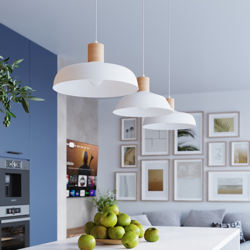 Lestenec na vrvici FANO 1xE27/15W/230V pr. 34 cm bela