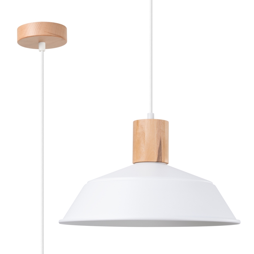 Lestenec na vrvici FANO 1xE27/15W/230V pr. 34 cm bela