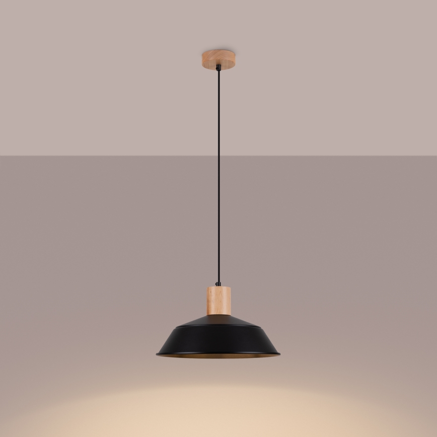 Lestenec na vrvici FANO 1xE27/15W/230V pr. 34 cm črna