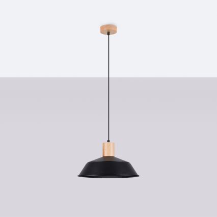 Lestenec na vrvici FANO 1xE27/15W/230V pr. 34 cm črna