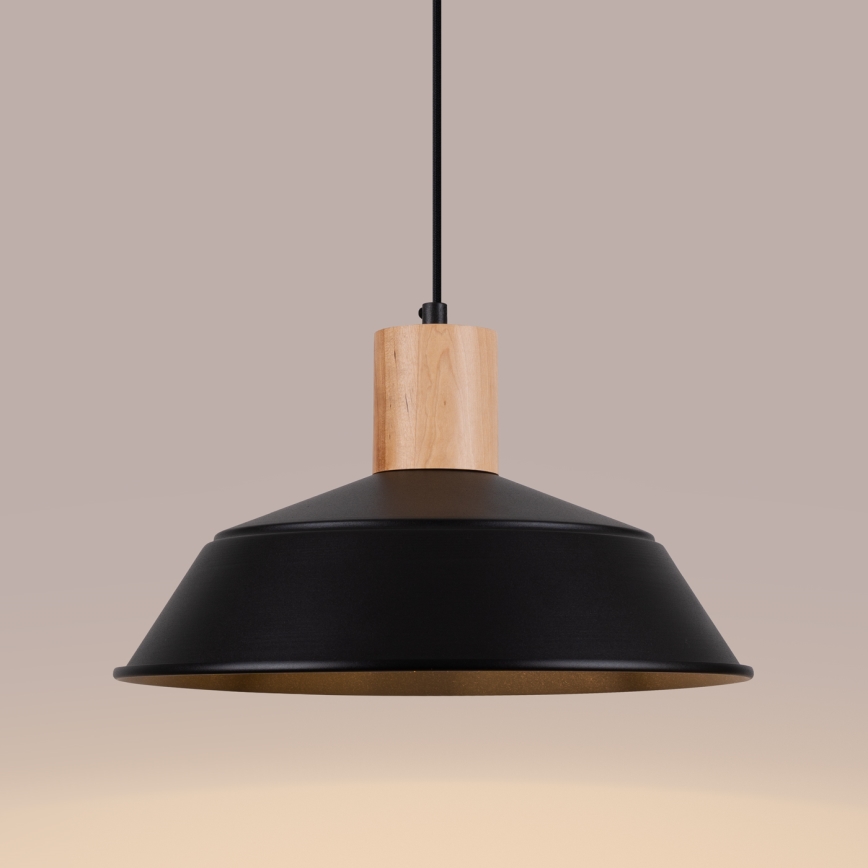 Lestenec na vrvici FANO 1xE27/15W/230V pr. 34 cm črna