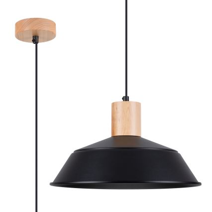 Lestenec na vrvici FANO 1xE27/15W/230V pr. 34 cm črna