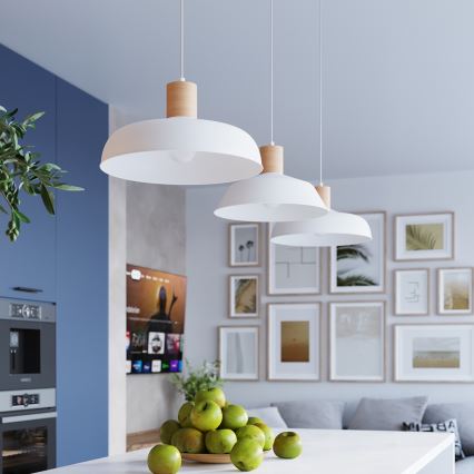 Lestenec na vrvici INDY 1xE27/15W/230V pr. 38 cm bela