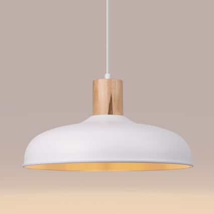 Lestenec na vrvici INDY 1xE27/15W/230V pr. 38 cm bela