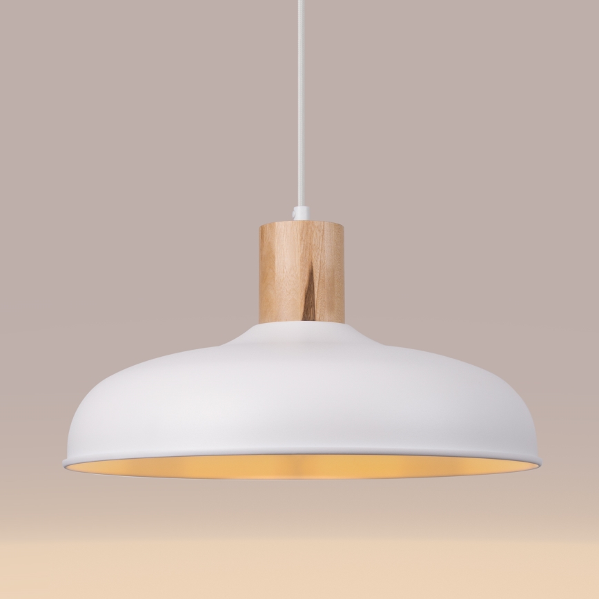 Lestenec na vrvici INDY 1xE27/15W/230V pr. 38 cm bela