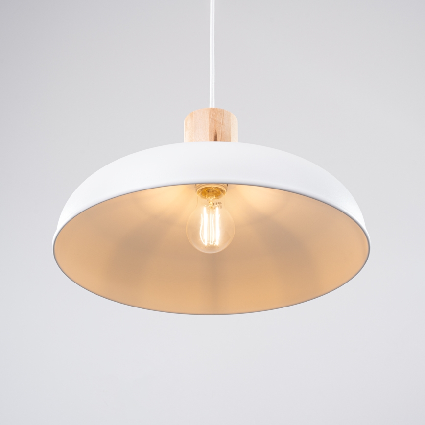 Lestenec na vrvici INDY 1xE27/15W/230V pr. 38 cm bela