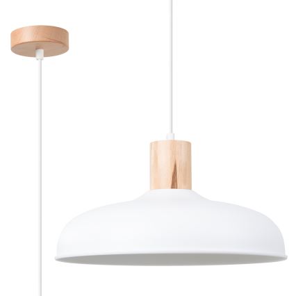 Lestenec na vrvici INDY 1xE27/15W/230V pr. 38 cm bela