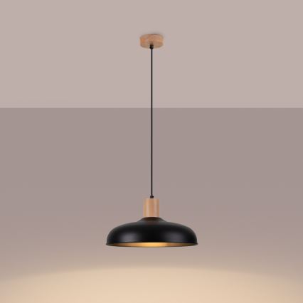 Lestenec na vrvici INDY 1xE27/15W/230V pr. 38 cm črna