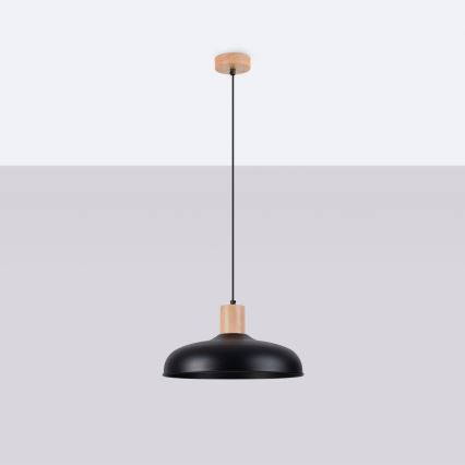 Lestenec na vrvici INDY 1xE27/15W/230V pr. 38 cm črna