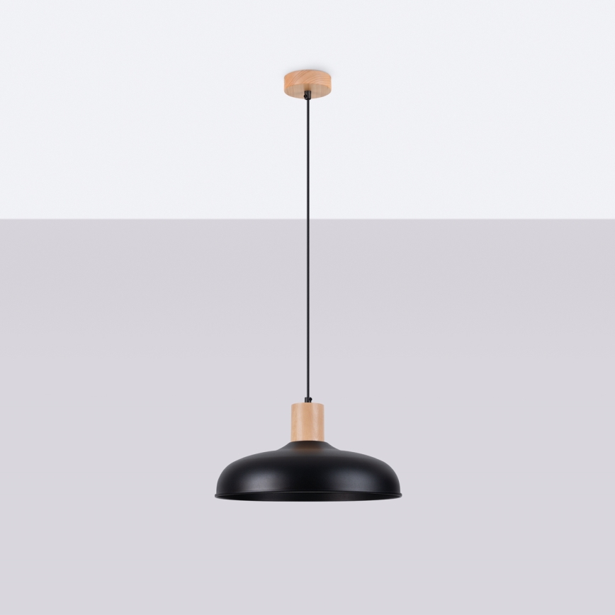 Lestenec na vrvici INDY 1xE27/15W/230V pr. 38 cm črna