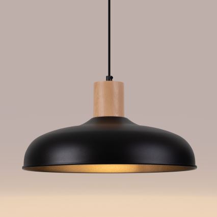 Lestenec na vrvici INDY 1xE27/15W/230V pr. 38 cm črna