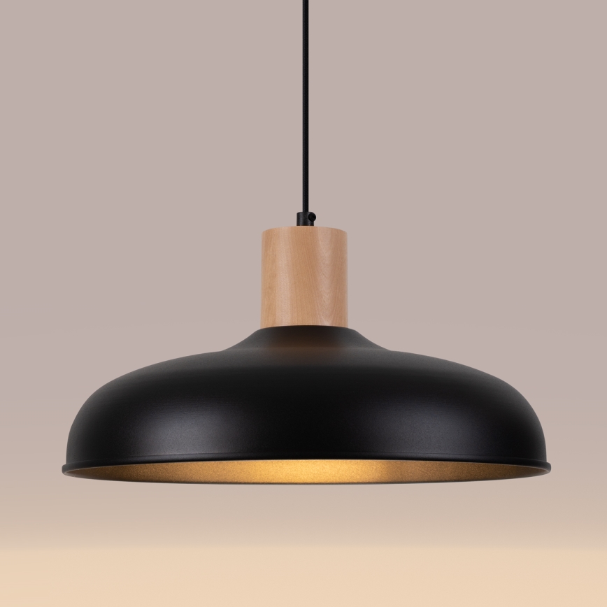 Lestenec na vrvici INDY 1xE27/15W/230V pr. 38 cm črna