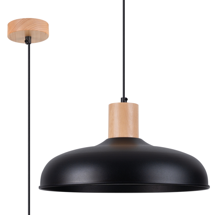 Lestenec na vrvici INDY 1xE27/15W/230V pr. 38 cm črna