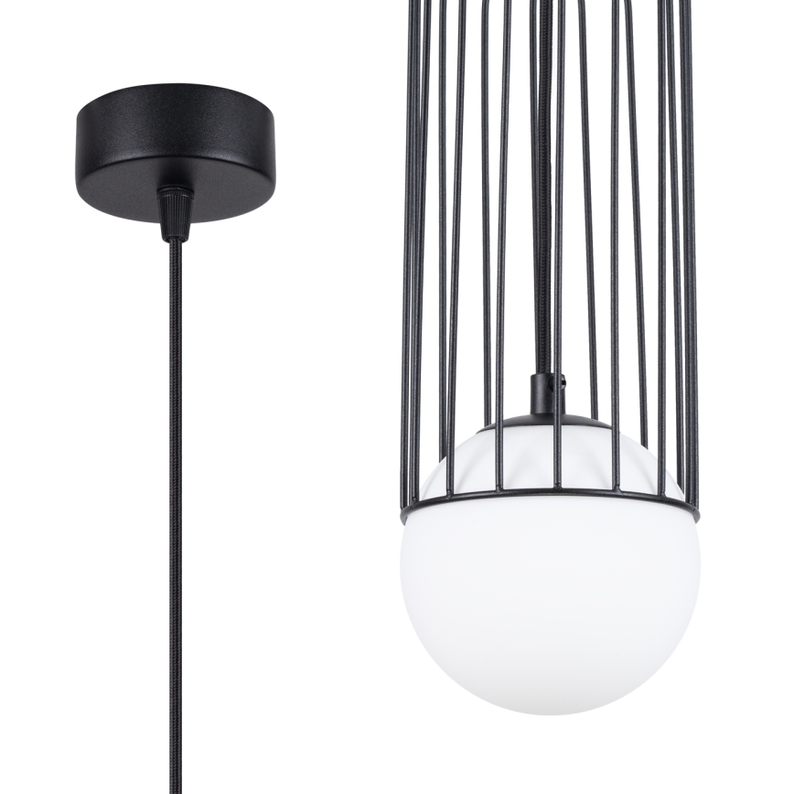 Lestenec na vrvici BRINA 1xG9/8W/230V črna