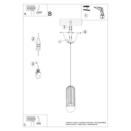 Lestenec na vrvici BRINA 1xG9/8W/230V črna