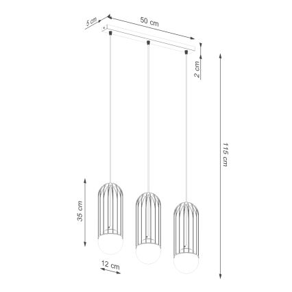 Lestenec na vrvici BRINA 3xG9/8W/230V bela