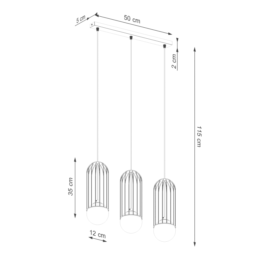 Lestenec na vrvici BRINA 3xG9/8W/230V bela
