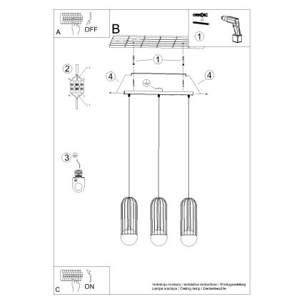 Lestenec na vrvici BRINA 3xG9/8W/230V bela