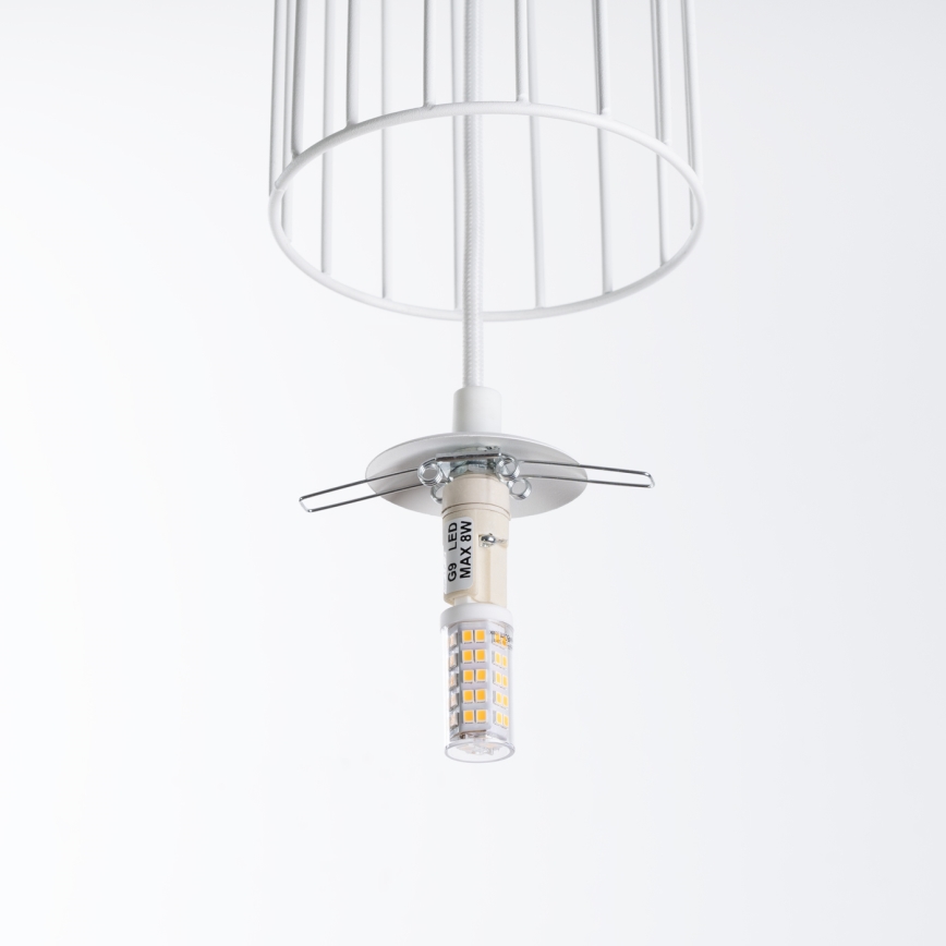 Lestenec na vrvici BRINA 3xG9/8W/230V bela