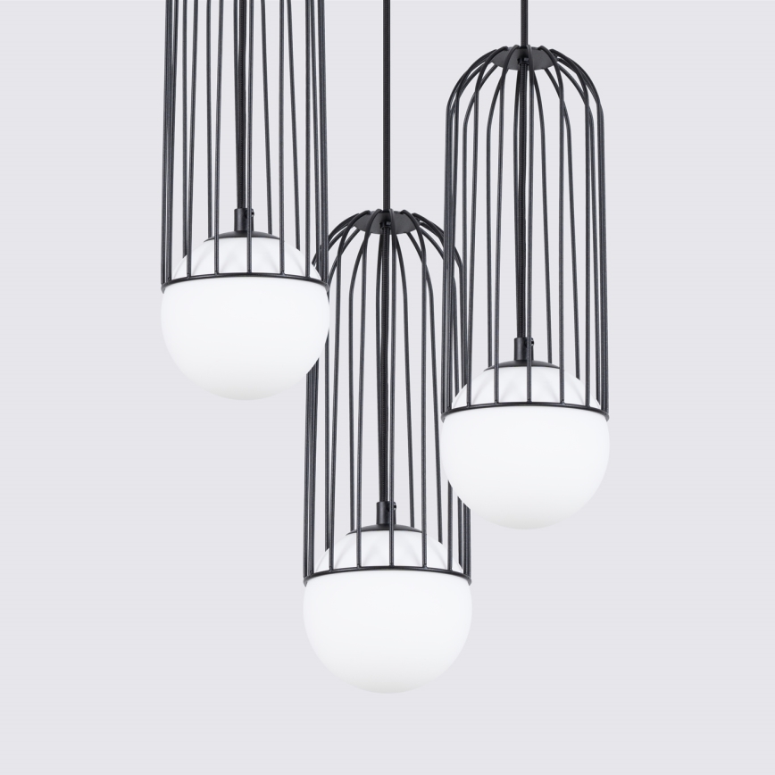 Lestenec na vrvici BRINA 3xG9/8W/230V črna