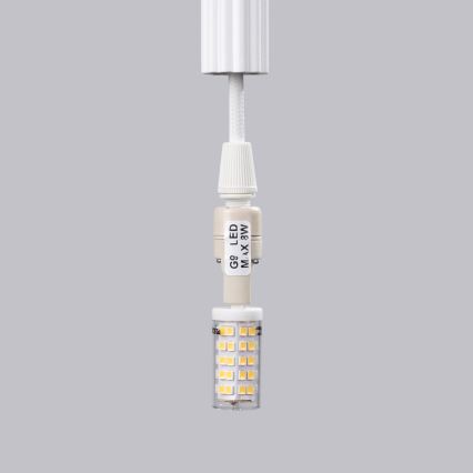 Lestenec na vrvici ARCHE 1xG9/8W/230V bela