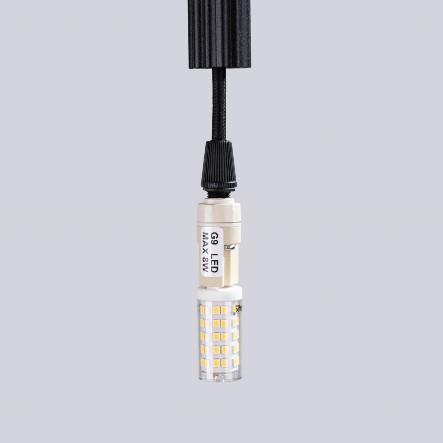 Lestenec na vrvici ARCHE 3xG9/8W/230V črna