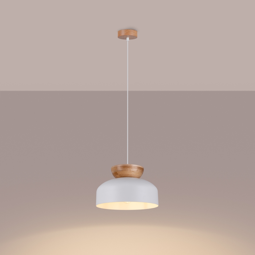 Lestenec na vrvici MARION 1xE27/15W/230V pr. 29,5 cm bela