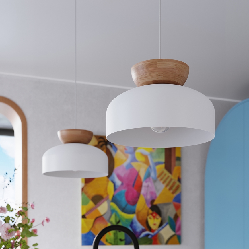 Lestenec na vrvici MARION 1xE27/15W/230V pr. 29,5 cm bela