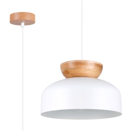 Lestenec na vrvici MARION 1xE27/15W/230V pr. 29,5 cm bela